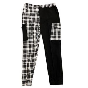Black and White Plaid Cargo Pants